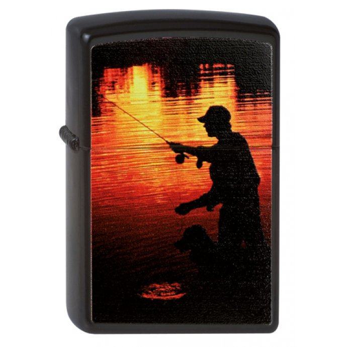 Зажигалка ZIPPO Рыбак Black Matte Zip218f