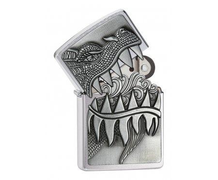 Зажигалка Zippo Dragon Teeth Emblem, Brushed Chrome Zip28969
