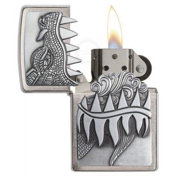 Зажигалка Zippo Dragon Teeth Emblem, Brushed Chrome Zip28969
