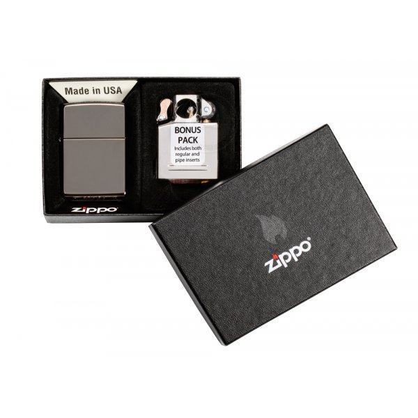 Подарочный набор Zippo: зажигалка Black Ice и  блок для трубок Zip29789