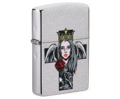 Зажигалка Zippo Cross, Queen & Skull Brushed Chrome Zip49262