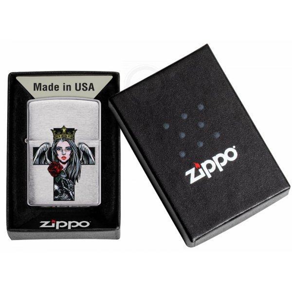 Зажигалка Zippo Cross, Queen & Skull Brushed Chrome Zip49262