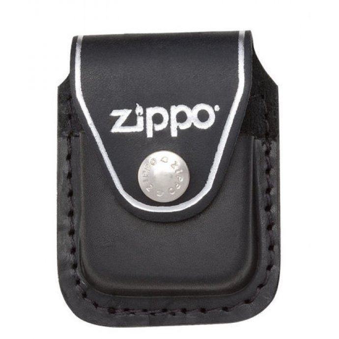 Чехол Zippo кожаный черный с мет. клипом Zip8988