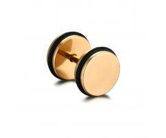 Мужская серьга двухсторонняя золотистая 9 мм SE1596