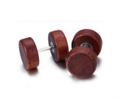Серьга мужская деревянная из медицинской стали SE1656