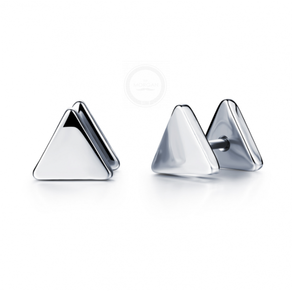 Мужская серьга-треугольник серебристая SE16672