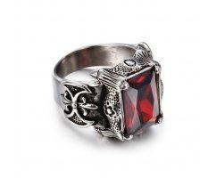 Массивный перстень с красным цирконом R1826