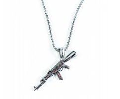 Кулон стальной АК-47 серебристый K141