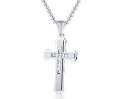 Кулон крест массивный с белыми цирконами K1003