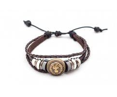 Браслет из кожи со львом PLF893