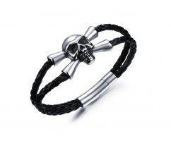 Браслет из кожи череп и кости QB150264