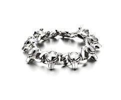 Браслет стальной с головами волков SB8225