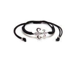 Браслет-макраме с флером серебристый SH1798