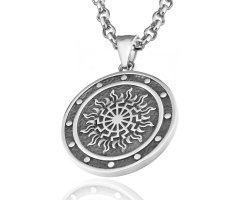 Черное Солнце кулон из стали в щите K208