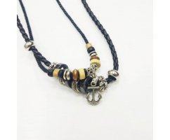 Двойная подвеска из кожи на шею P114