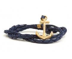 Браслет с якорем синий