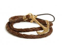 Браслет с якорем темно-коричневый